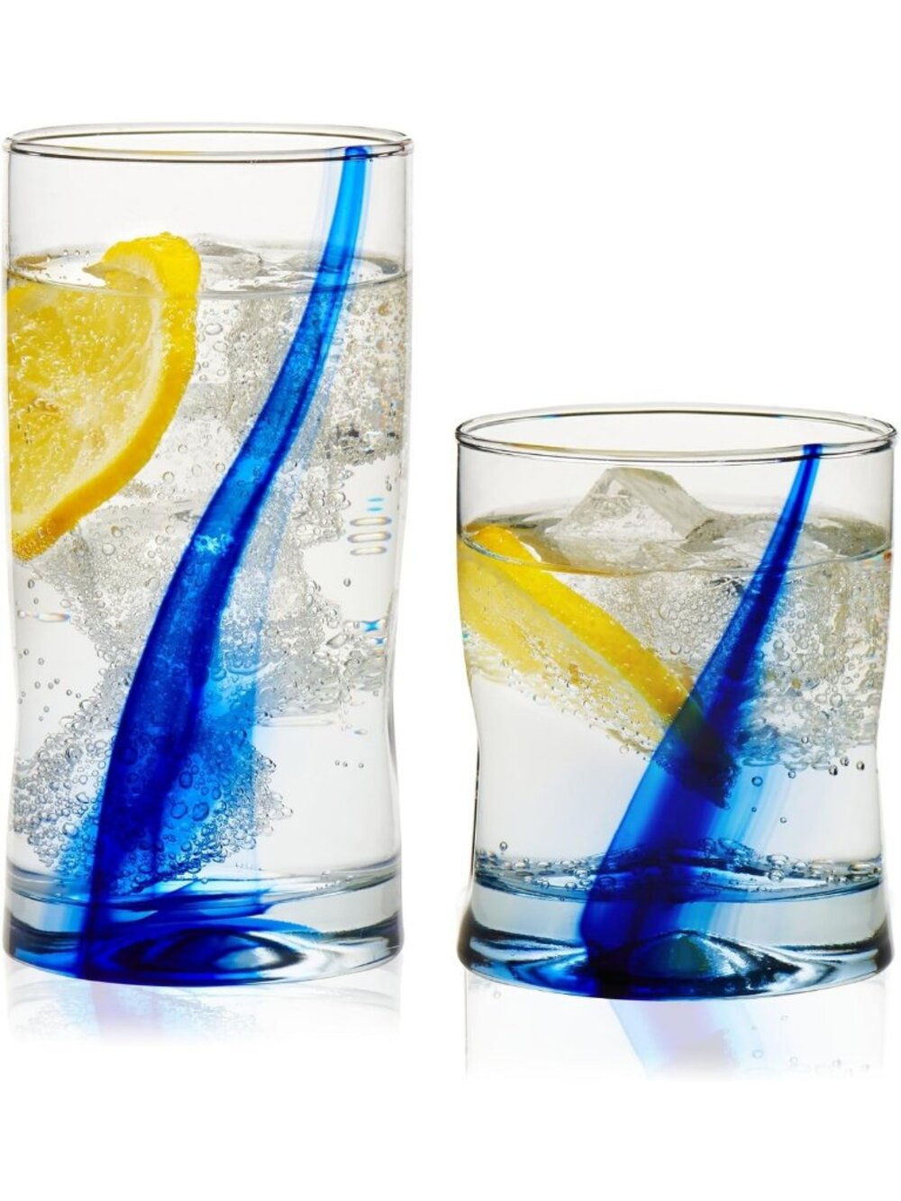 Artisanal Clear Glass Tumbler & Rocks Glass Set of 8 - Four-Dimpled Design